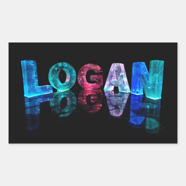 Adesivo Retangular O nome Logan em luzes 3D (Fotografia) (Frente)