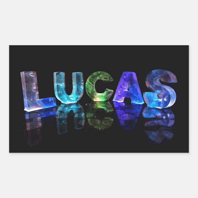 Adesivo Retangular O nome Lucas em luzes 3D (fotografia) (Frente)