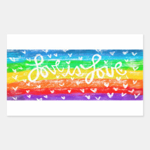 Adesivo Retangular O Rainbow LOVE é o LOVE Sticker