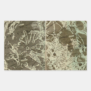 Adesivo Retangular O Selenography ou um mapa de Bowles da lua - 1780