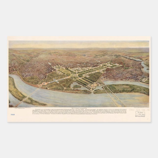 Adesivo Retangular O Último Mapa de Washington D.C. (1915) (Frente)
