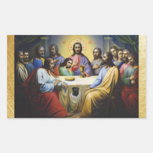 Adesivo Retangular O Último Vinheta de Natal de Jesus Cristo do Janto