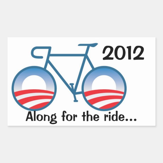 Adesivo Retangular Obama 2012 Bike - Junto para a carona... (Frente)