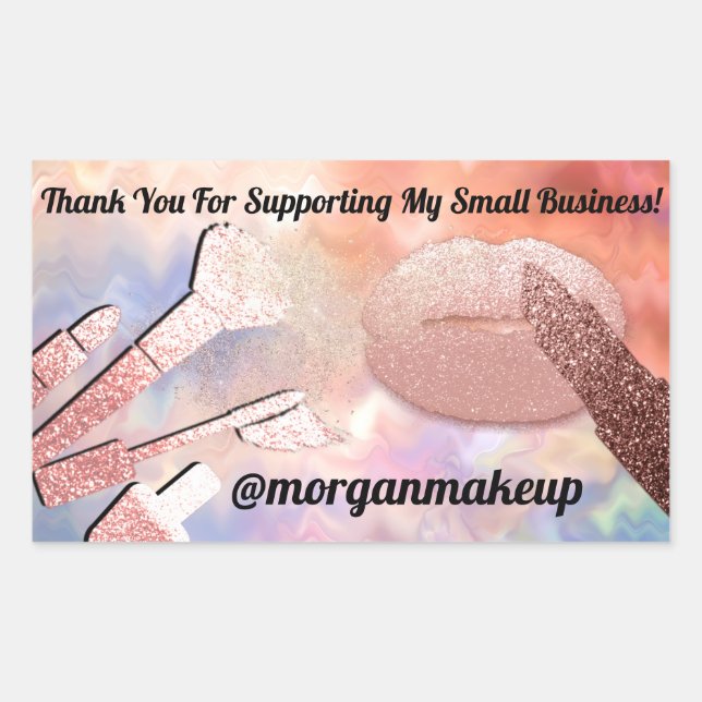 Adesivo Retangular Obrigado A Oferecer Suporte Ao Lip Rosa Blush Do B (Frente)