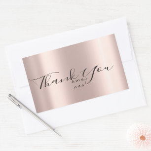 Adesivo Retangular Obrigado, Basta me dizer Rosa Bridal Doce 16º