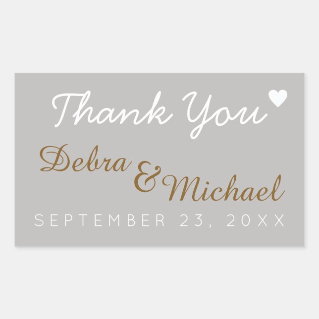 Adesivo Retangular obrigado, casamento (Frente)