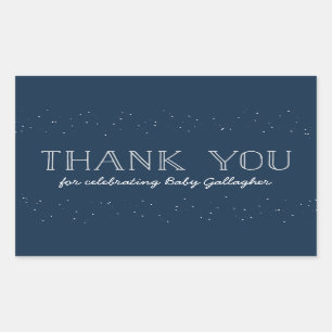 Adesivo Retangular Obrigado de chá de fraldas estrelado