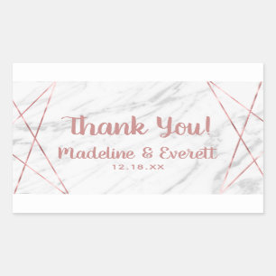 Adesivo Retangular Obrigado Dourado cor-de-rosa do casamento do
