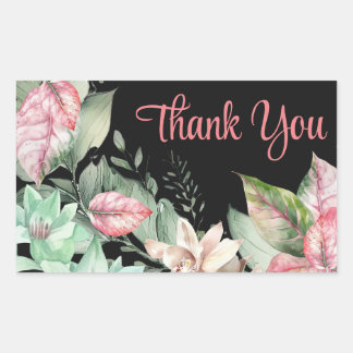 Adesivo Retangular Obrigado Floral Art Sticker
