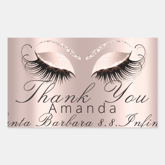 Adesivo Retangular Obrigado Nome Data Rosa Bridal Doce 16º (Frente)