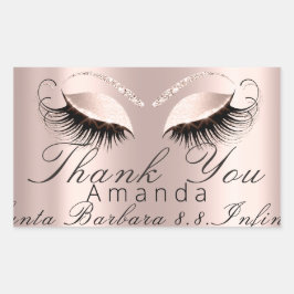 Adesivo Retangular Obrigado Nome Data Rosa Bridal Doce 16º