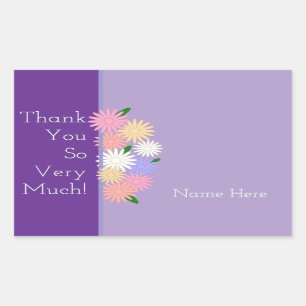 Adesivo Retangular Obrigado Personalizado Daisy Flower Purple
