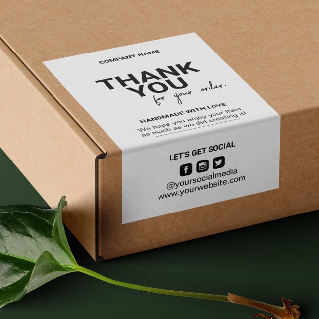 Adesivo Retangular Obrigado Por Comprar Encapsulamento Trendy Shippin (Criador carregado)