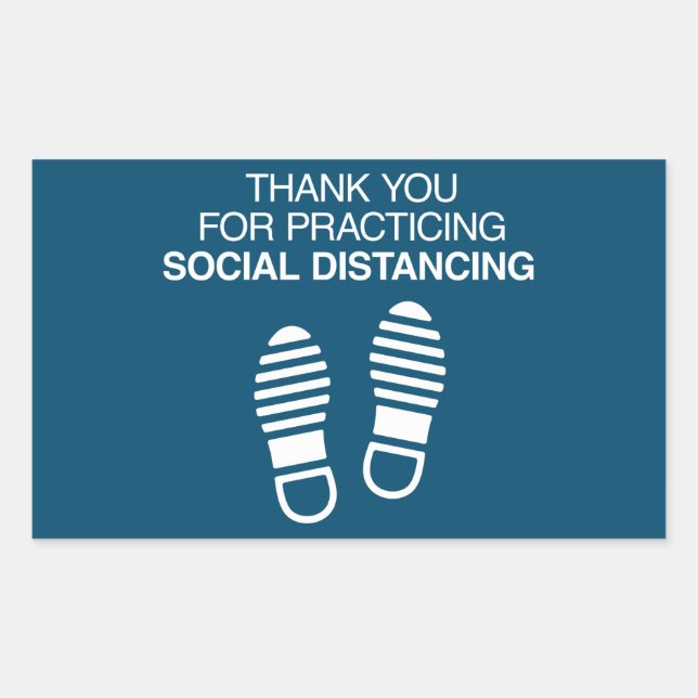 Adesivo Retangular Obrigado Por Praticar Distância Social (Frente)