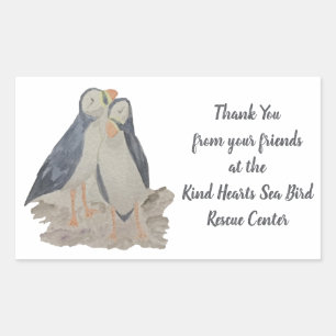 Adesivo Retangular Obrigado Puffins Bonitos De Salvamento Animal