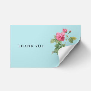 Adesivo Retangular Obrigado Rustic Floral Pastel Blue