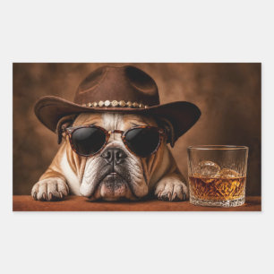 Adesivo Retangular Óculos de Sol Super Fofos Whiskey e Bull Dog