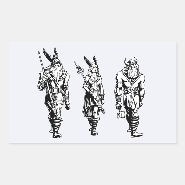 Adesivo Retangular Odin, Freyja e Thor (Frente)