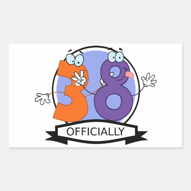Adesivo Retangular Oficialmente 38 Banner de Aniversário (Frente)