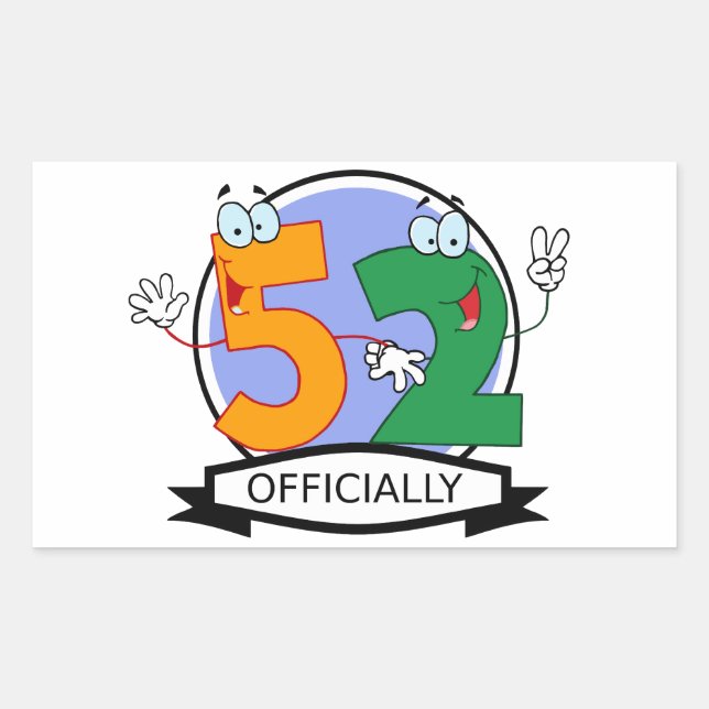 Adesivo Retangular Oficialmente 52 Banner de Aniversário (Frente)