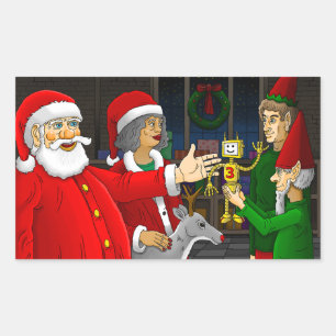 Adesivo Retangular Oficina do Papai Noel no Polo Norte