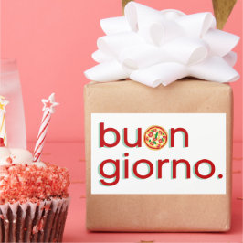 Adesivo Retangular Olá italiano Buongiorno com Pizza!