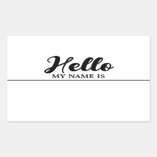 Adesivo Retangular Olá Meu Nome É Moderno Minimalista