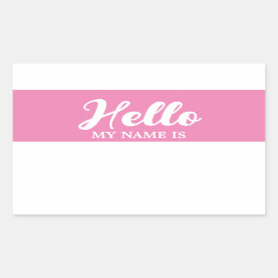 Adesivo Retangular Olá Meu Nome É Um Script Minimalista Moderno Rosa