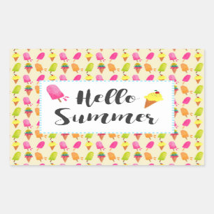 Adesivo Retangular Olá! Popsicles e sorvete do verão