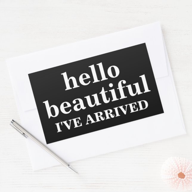 ADESIVO RETANGULAR OLÁ TEXTO PERSONALIZADO E LOGO COM ESTILO  (Envelope)