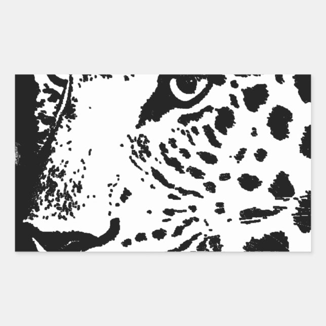 Adesivo Retangular Olho Negro e Branco do Leopardo (Frente)