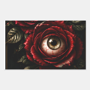 Adesivo Retangular Olhos de Rosa Escura Gótica Halloween Horror