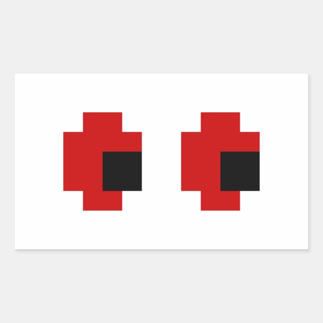 Adesivo Retangular Olhos Vermelhos Brancos de 8 Bits (Frente)