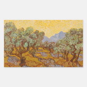 Adesivo Retangular Oliveiras de Van Gogh Sol Amarelo Céu