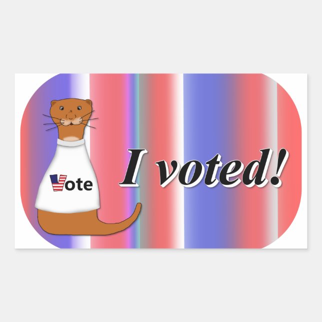 Adesivo Retangular "Oliver The Otter I Voted Sticker" on Background (Frente)