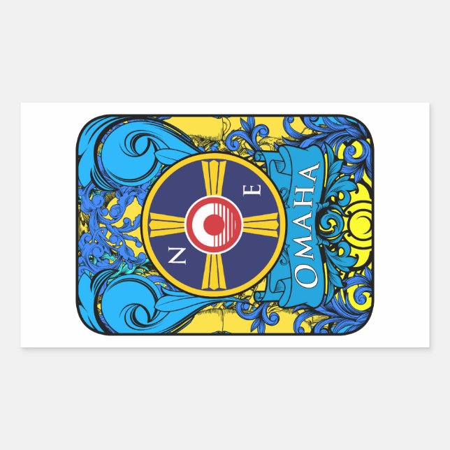 ADESIVO RETANGULAR OMAHA NEBRASKA LOGO (Frente)