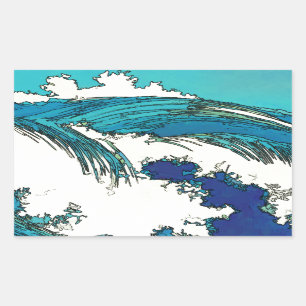 Adesivo Retangular Ondas oceânicas PixDezines konen uehara, 上 原