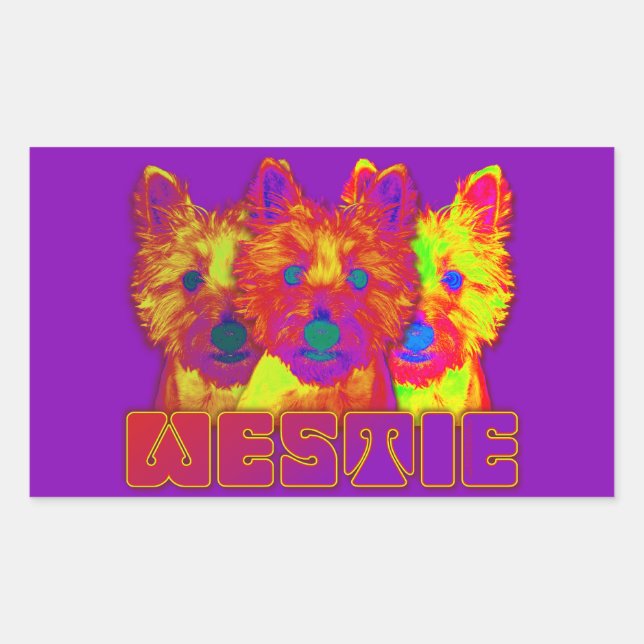 Adesivo Retangular Op Art - West Highland Terrier (Frente)