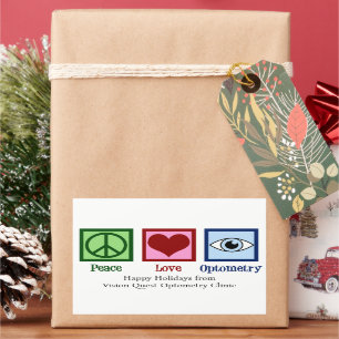 Adesivo Retangular Optomestrista Personalizado do Peace Love