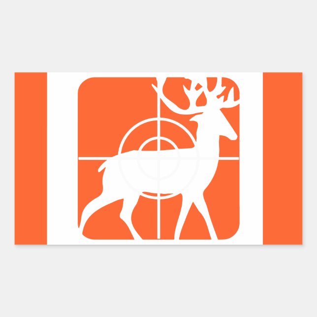 Adesivo Retangular Orange Hunting Buck em Crosshairs (Frente)