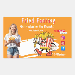 Adesivo Retangular Orange Smiling Blonde Woman Fries Family Fun