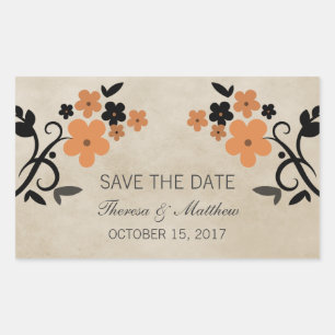 Adesivo Retangular Orange Sweet Vintage Floral Save the Date Stickers