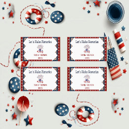 Adesivo Retangular Orgulho da Reunião Familiar 4 de julho Estrelas de