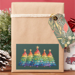 Adesivo Retangular Orgulho de Natal Arco-íris LGBTQ Direitos Iguais G