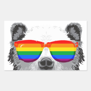 Adesivo Retangular Orgulho de Urso Cinzento