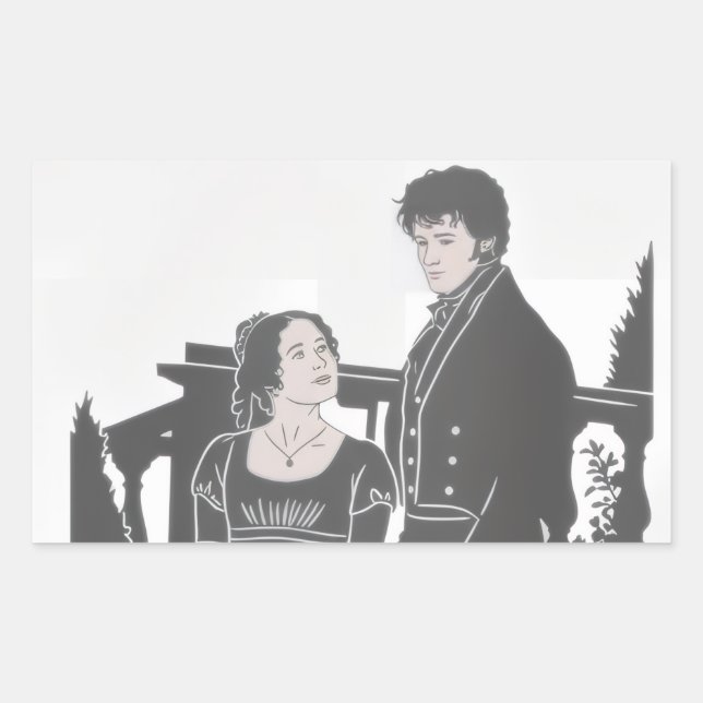 Adesivo Retangular Orgulho e Preconceito 1995 Elizabeth & Darcy (Frente)