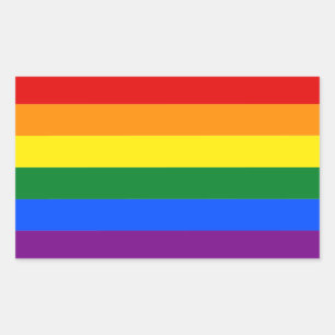 Adesivo Retangular Orgulho gay LGBT - Arco-íris com faixas coloridas