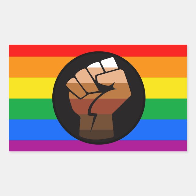 Adesivo Retangular ORGULHO LGBTQ (Orgulho de Punição POC) (Frente)