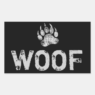 Adesivo Retangular Orgulho Urso Gay Pata de Urso envelhecida WOOF