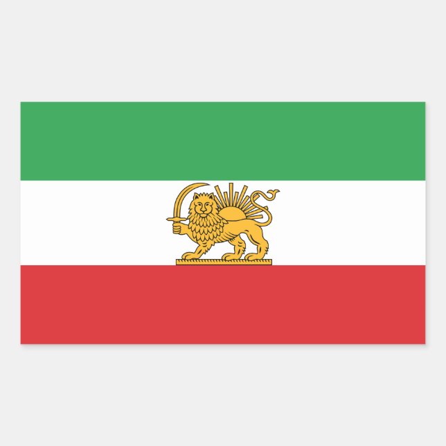 Adesivo Retangular Original Iranian Lion and Sun Historic Flag (Frente)